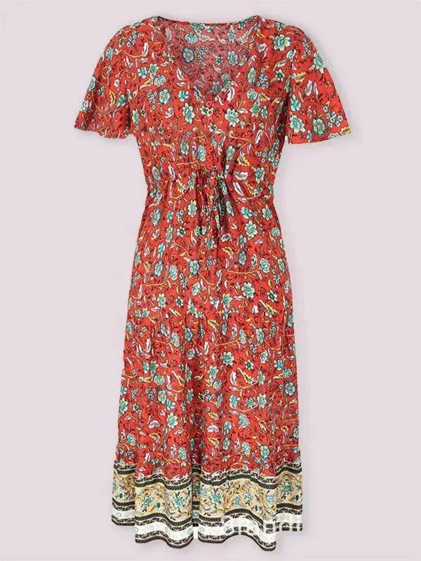 V Neck Floral Maxi Daydress - Maxi Dress - LeStyleParfait