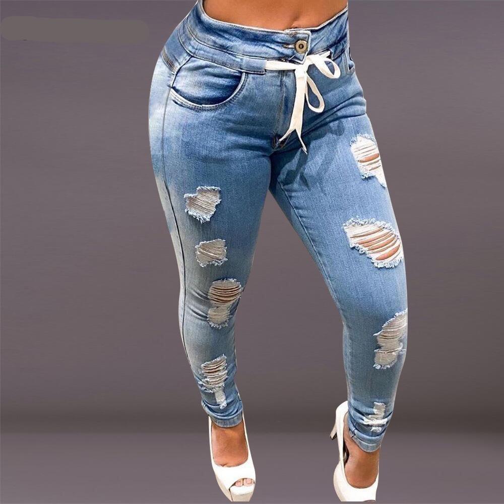 Washed Ripped Denim Pants For Women - Pants - LeStyleParfait Kenya