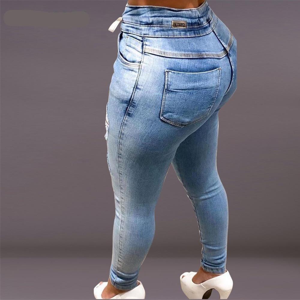 Washed Ripped Denim Pants For Women - Pants - LeStyleParfait Kenya