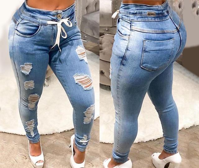 Washed Ripped Denim Pants For Women - Pants - LeStyleParfait Kenya