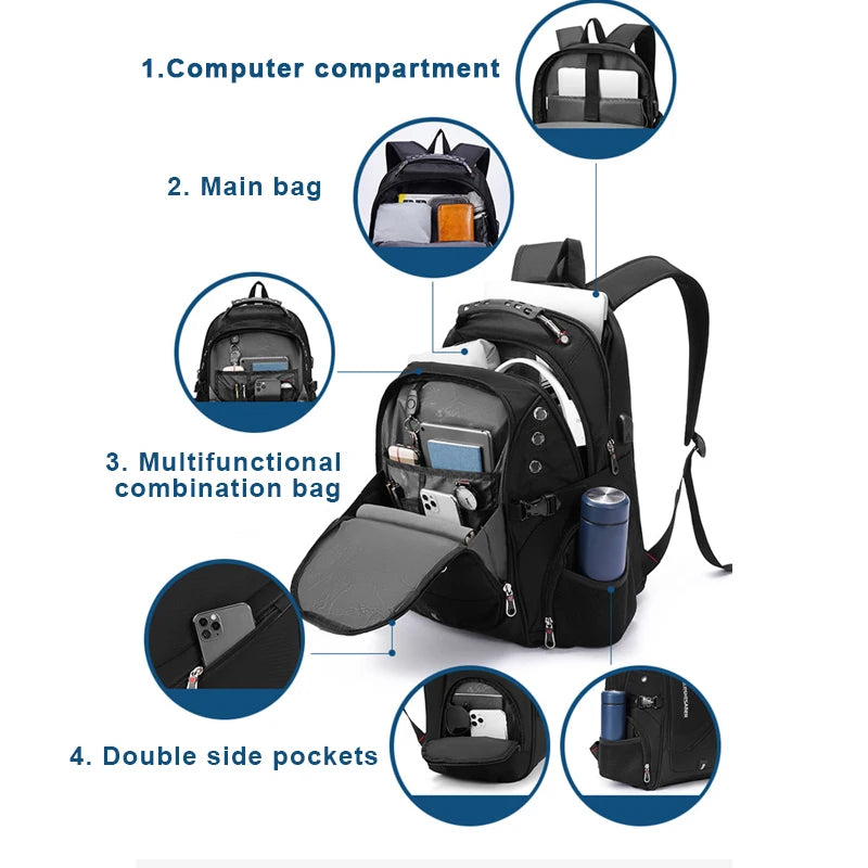 Waterproof Laptop Backpack with USB Port - LeStyleParfait Kenya