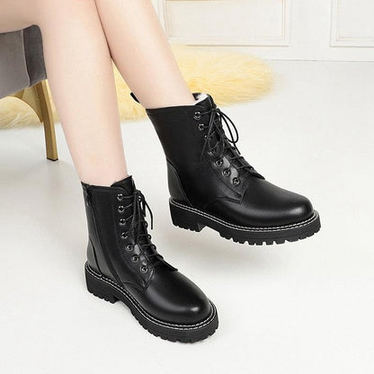 Winter Lace-Up Leather Boots - Shoes - LeStyleParfait Kenya