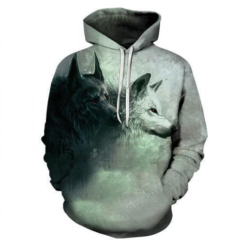 Wolfie 3D Print Hoodie, Khaki - Men Hoodie - LeStyleParfait