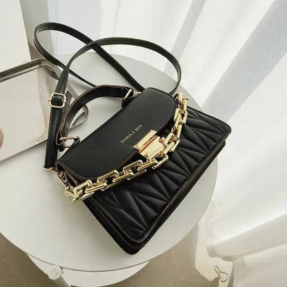 Chained Leather Handbag - Bag - LeStyleParfait