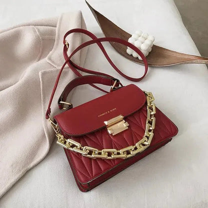 Chained Leather Handbag - Bag - LeStyleParfait