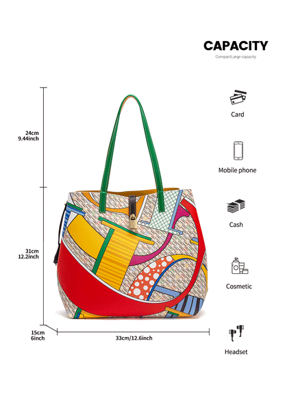 Ladies Large Capacity Handbag Simple Fashion Printing Business Travelling Bag Ladies Shopping Bag Mother Bag - - LeStyleParfait