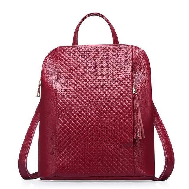 Women Leather Backpacks, Wine Red, Black, Navy Blue - LeStyleParfait Kenya