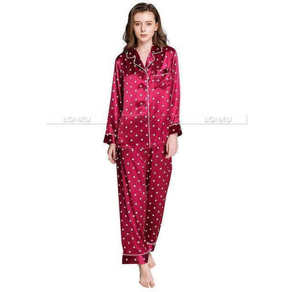 Women Polka Dots Pajama Set - Pajama Pant Set - LeStyleParfait