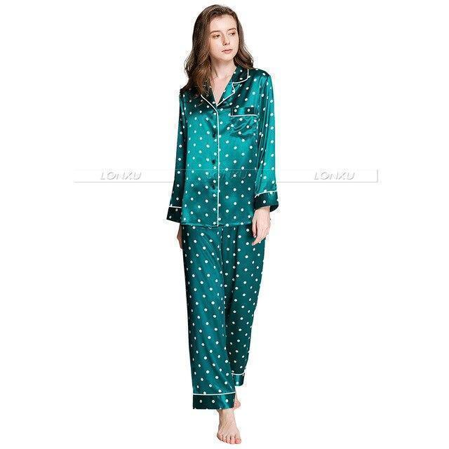 Women Polka Dots Pajama Set - Pajama Pant Set - LeStyleParfait