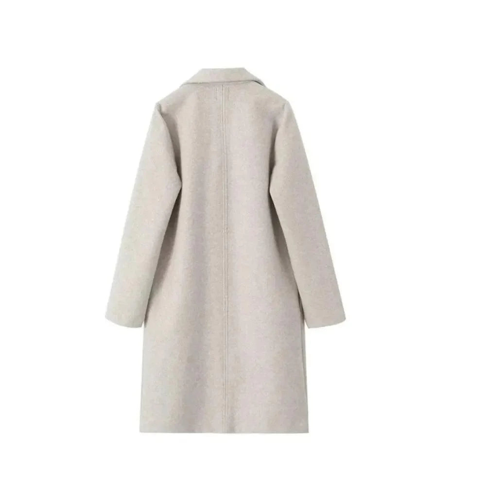 Women's Solid Long Overcoat - Overcoat - LeStyleParfait