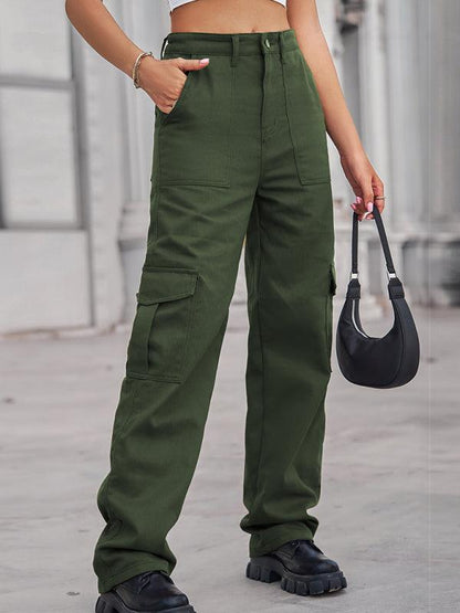 KIJBLAE Women's Bottoms Fashion Full Length Trousers Solid Color Cargo  Pants For Girls Comfy Lounge Casual Pants Green L