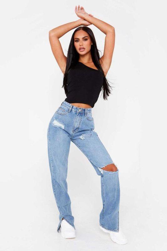 Jeans ripped best sale at the ankle