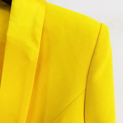 Yellow Tuxedo Blazer Dress - Blazer Dress - LeStyleParfait