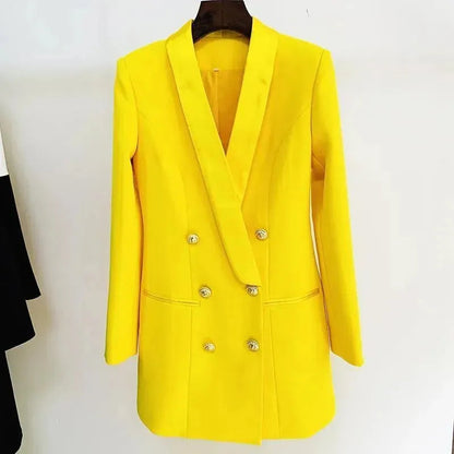 Yellow Tuxedo Blazer Dress - Blazer Dress - LeStyleParfait