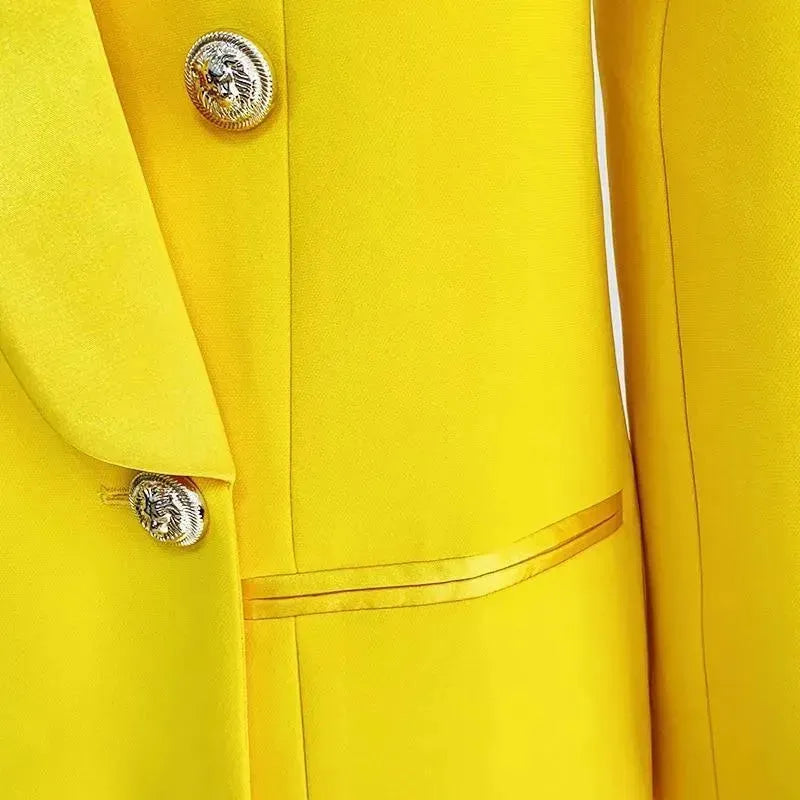 Yellow Tuxedo Blazer Dress - Blazer Dress - LeStyleParfait