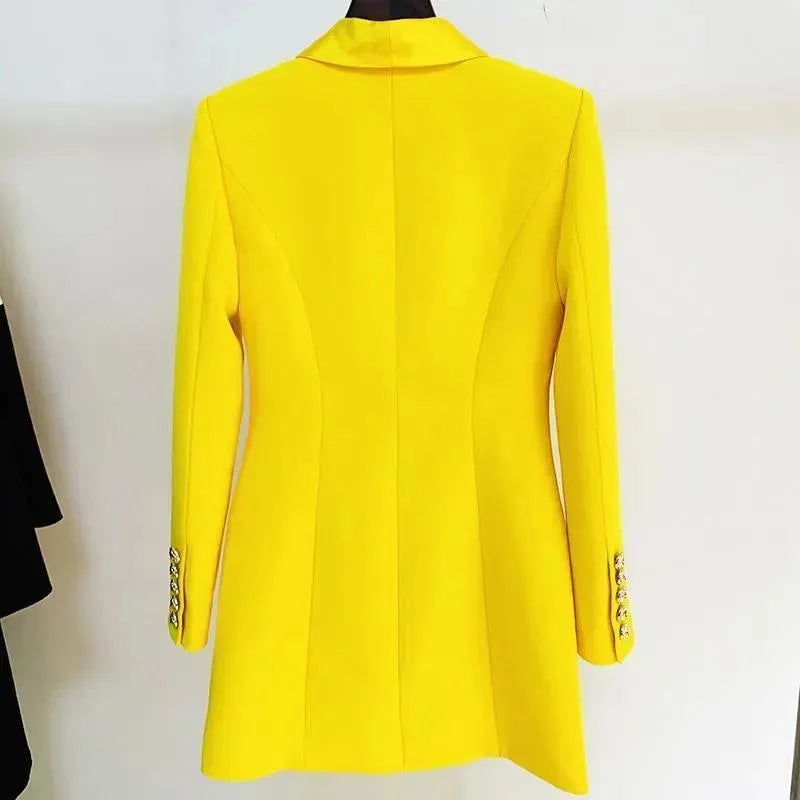 Yellow Tuxedo Blazer Dress - Blazer Dress - LeStyleParfait