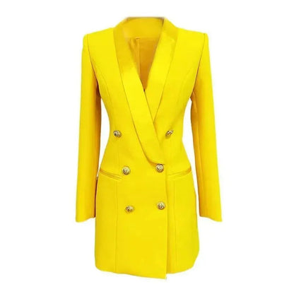 Yellow Tuxedo Blazer Dress - Blazer Dress - LeStyleParfait