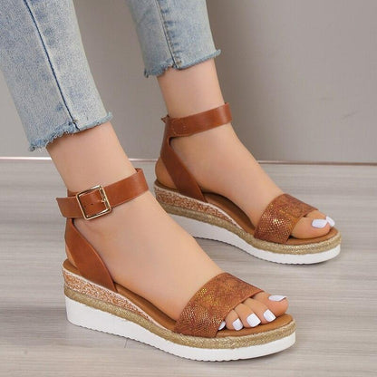 Ankle Strap Wedge Sandals - Wedge Shoes - LeStyleParfait Kenya