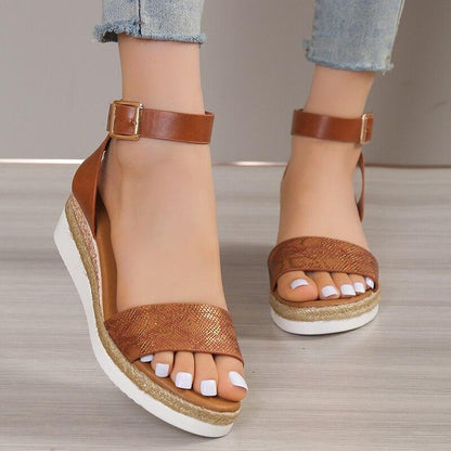 Ankle Strap Wedge Sandals - Wedge Shoes - LeStyleParfait Kenya