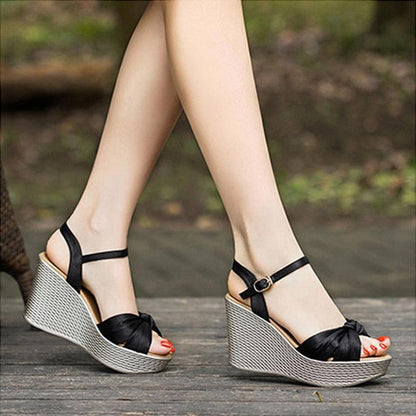 Bow Wedge Sandals - Wedge Shoes - LeStyleParfait Kenya