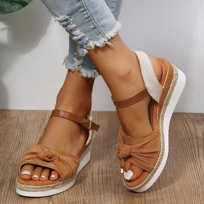 Casual Knot Wedges Sandals - Wedge Shoes - LeStyleParfait Kenya