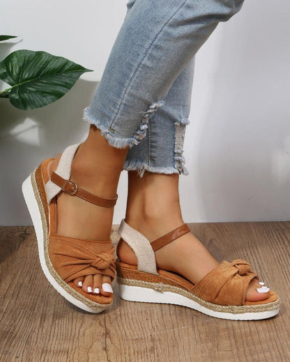 Casual Knot Wedges Sandals - Wedge Shoes - LeStyleParfait Kenya