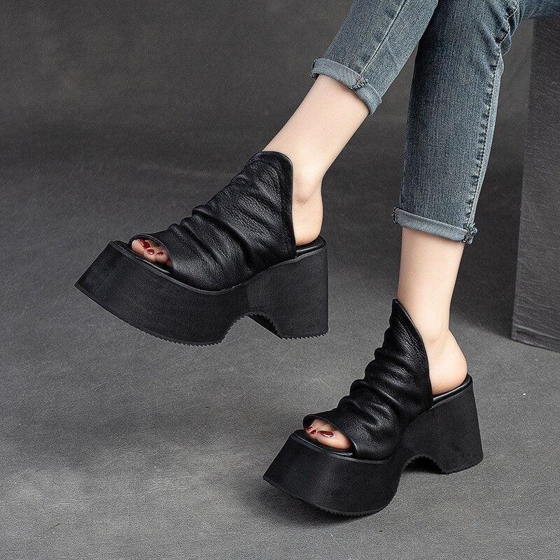 Chunky wedge heels online