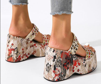 Chunky Printed Wedge Sandals - Wedge Shoes - LeStyleParfait Kenya