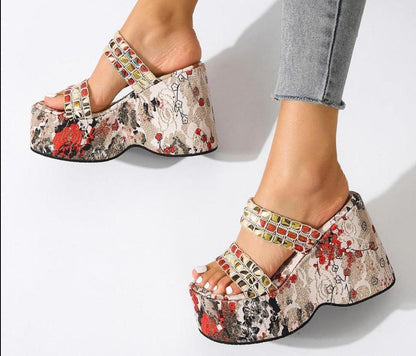 Chunky Printed Wedge Sandals - Wedge Shoes - LeStyleParfait Kenya