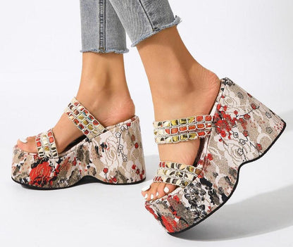 Chunky Printed Wedge Sandals - Wedge Shoes - LeStyleParfait Kenya