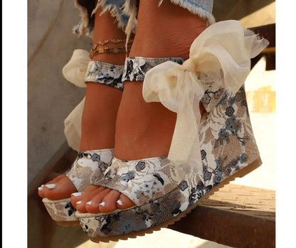 Chunky Printed Wedge Sandals - Wedge Shoes - LeStyleParfait Kenya