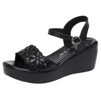 Floral Cut-out Wedge Sandal Shoes - Wedge Shoes - LeStyleParfait Kenya