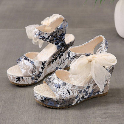 Floral Print Peep Toe Wedge Sandals - Wedge Shoes - LeStyleParfait Kenya