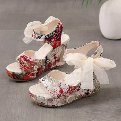 Floral Print Peep Toe Wedge Sandals - Wedge Shoes - LeStyleParfait Kenya