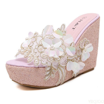 Floral Wedge Sandal Shoes - Wedge Shoes - LeStyleParfait Kenya