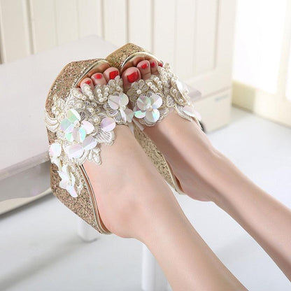 Floral Wedge Sandal Shoes - Wedge Shoes - LeStyleParfait Kenya