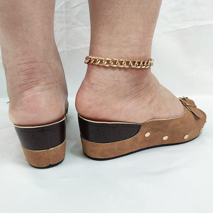 Front Buckle Low Wedge Sandals - Wedge Shoes - LeStyleParfait Kenya