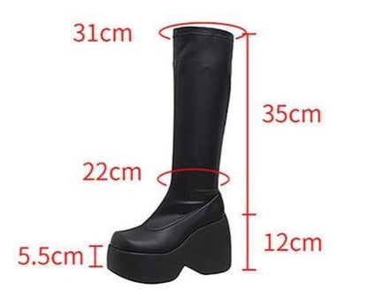 Knee-High Platform Wedge Boots - Wedge Shoes - LeStyleParfait Kenya