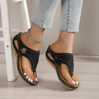 Layered Leather Wedge Sandals - Wedge Shoes - LeStyleParfait Kenya