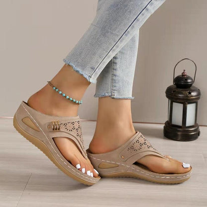 Layered Leather Wedge Sandals - Wedge Shoes - LeStyleParfait Kenya