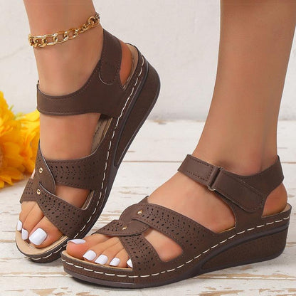 Low Heel Leather Wedge Sandals - Wedge Shoes - LeStyleParfait Kenya