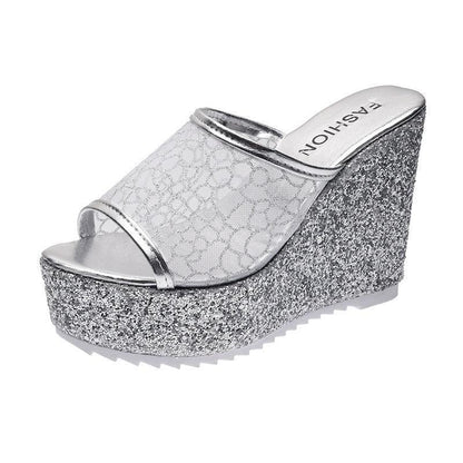 Mesh Platform Slip On Wedge Sandals - Wedge Shoes - LeStyleParfait Kenya