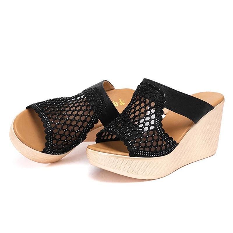 Mesh on sale wedge shoes