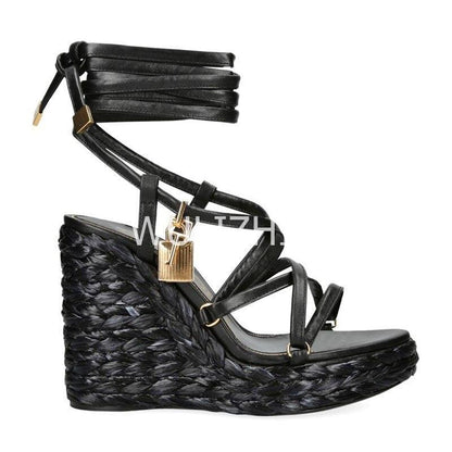 Open Toe Long Strap Wedge Sandals - Wedge Shoes - LeStyleParfait Kenya