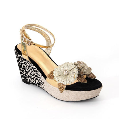 Patchwork Floral Wedge Sandals - Wedge Shoes - LeStyleParfait Kenya