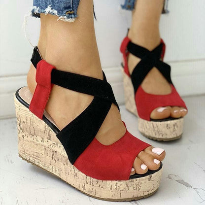 Patchwork Wedge Sandal Shoes - Wedge Shoes - LeStyleParfait Kenya