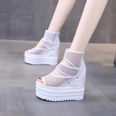 Peep Toe Ankle Wedge Shoes - Wedge Shoes - LeStyleParfait Kenya