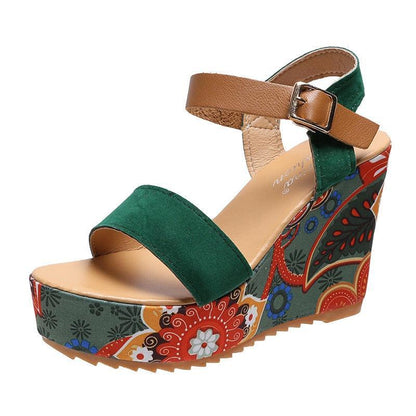 Printed Peep Toe Wedge Shoes - Wedge Shoes - LeStyleParfait Kenya