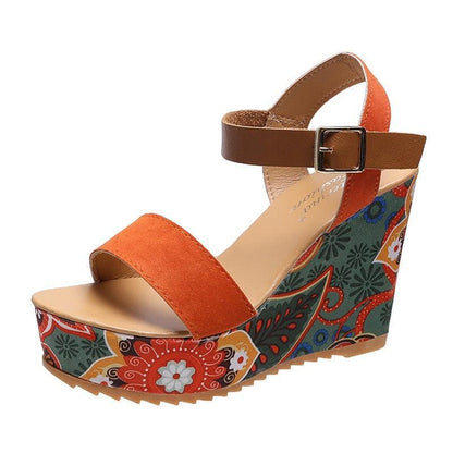 Printed Peep Toe Wedge Shoes - Wedge Shoes - LeStyleParfait Kenya