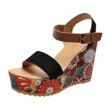 Printed Peep Toe Wedge Shoes - Wedge Shoes - LeStyleParfait Kenya